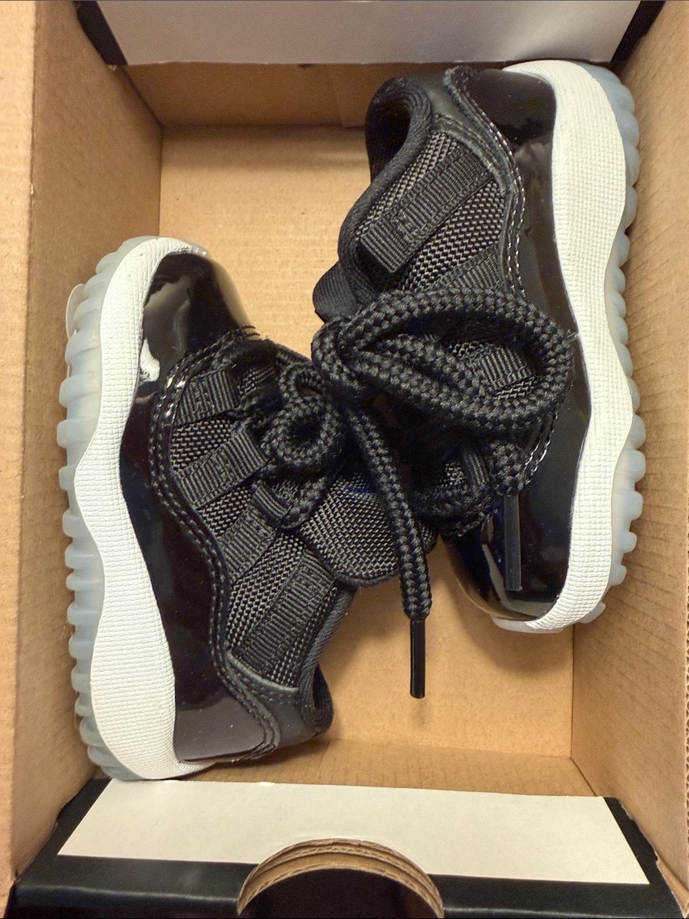 Kids Black and White Athletic Sneakers - Classic Patent Look